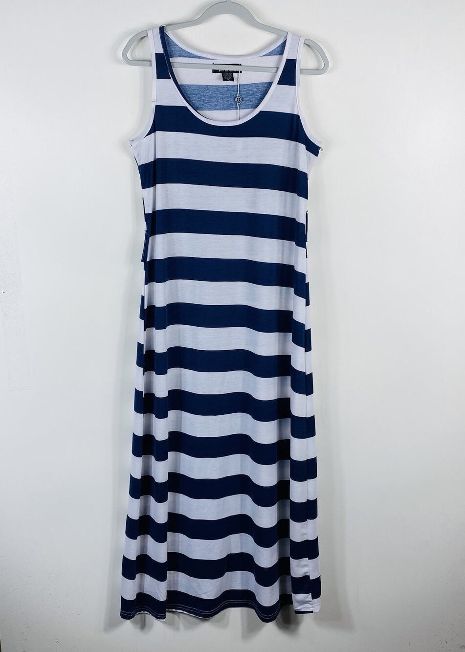 Special One By Rock Maxi Dress 1XL Navy Blue White Striped Sleeveless Stretch